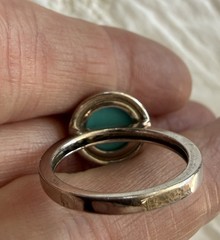 JTV DESIGNER DK STERLING SILVER SLEEPING BEAUTY TURQUOISE STONE RING SIZE 6.5