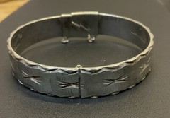 Vintage 1970s Sterling Silver Engraved Bangle Monomil Birmingham Hallmarked