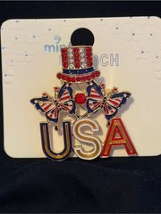 Mint Red White Blue USA Patriotic Brooch
