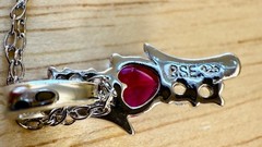BSE 925 Sterling Silver Ruby Red Heart with 5 CZ Gemstones Necklace Pendant 18″