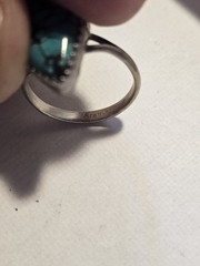 VINTAGE TEARDROP TURQUOISE IN STERLING SILVER RING Size 5