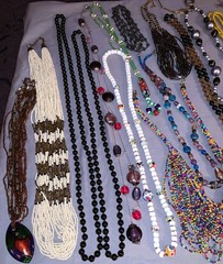 Great Lot 39 Vintage to More Modern Glass Bead Necklaces Many Colors