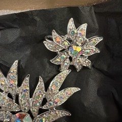Vtg Costume Jewelry Sarah Coventry Signed Brooch And Earrings set Aurora Blaze