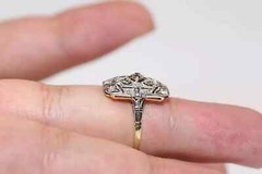 Vintage Art Deco Style Round Cut Lab Created Diamond 14K Gold FN Engagement Ring