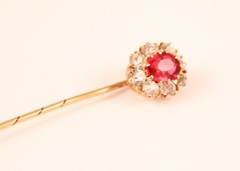 14K Gold Stick Pin with .44 Carat Almandine Garnet Stone