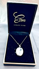 Vintage ETON Sterling Silver Oval Locket and 18 Inch Sterling Chain In Box