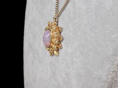 Vintage Anthony Dragon’s Breath Faux Opal Pendant Necklace Gold-tone Crystal 16″