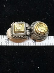 Vintage Costume Fashion Jewlery Silver tone Faux Roman Coin Clip-on Earrings