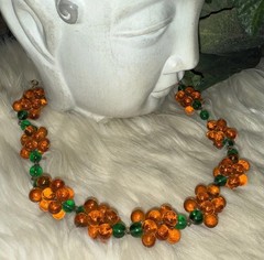 Louis Rousselet Rare Gorgeous Gripoix Green & Amber Glass In 25 Inches Long! D5