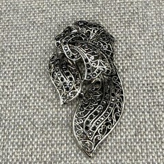 Vintage Brooch Marcasite Silver Tone Bow or Leaf