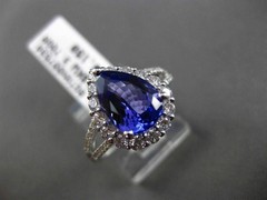 ESTATE 4.46CT DIAMOND & TANZANITE 18KT WHITE GOLD 3D PEAR HALO ENGAGEMENT RING