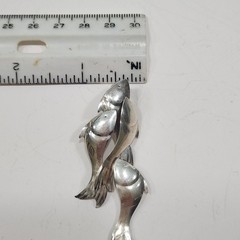 Unusual 70s Vintage Silvertone “Swimming Fish” Dangle Pierced Earrings