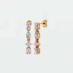 1.31 CTW Multi Shape Lab Grown Diamond Dangle Drop Earrings