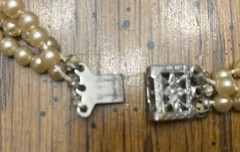 VTG 1950’s College Co-ed or TV Mom Triple Strand Luminescent Faux Pearl Necklace