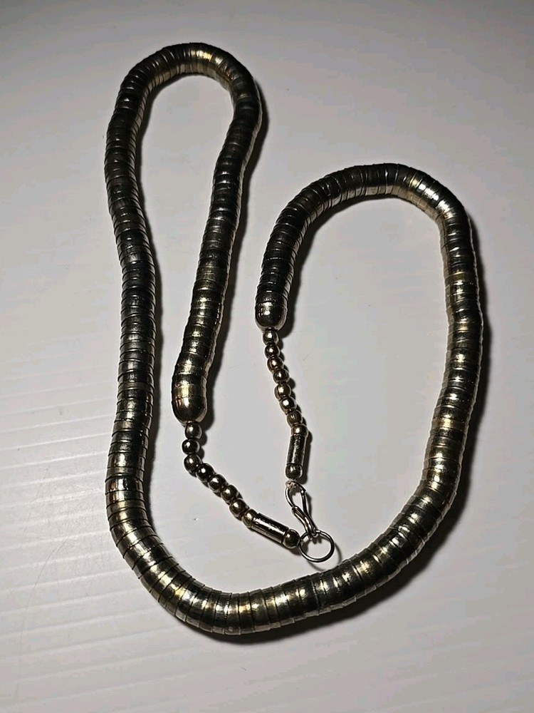 Vtg 70s Snake Coil Necklace 30″ Articulated Segmented Gold Tone Egyptian Revival
