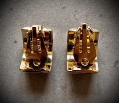 Hermes Vintage Enamel Clip On Hoop Earrings With Box