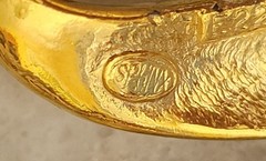 Retro Gold Tone Clip-On Earrings Sphinx Drop & Spiral Button VTG