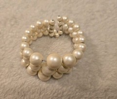 Lot Of 4 Vintage Cuff Bracelets Silver Tone & Faux Pearl