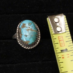 Lot of 5 Vintage Silver Turquoise Rings Size 5-5.5
