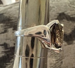 Vintage QVC HSN ? Genuine Smoky Quartz Sterling Silver Cocktail Ring Sz 8