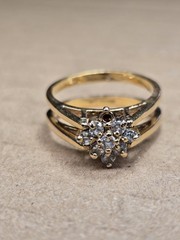 Vintage 14 K GE Gold Plated Set Cubic Zirconia And Ruby REBERSIBLE Ring – 9.25