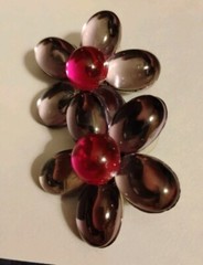 Adorable! “Jelly Bean” Look Hot Pink and Lavender ACRYLIC Flower 1.5″ Earrings!
