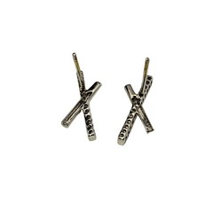 Vintage 14 Karat White Gold and Diamond “X” Earrings #11406