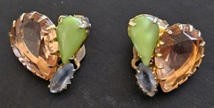 Vtg JULIANA D&E Cluster Faceted Multicolor Rhinestone Brooch & Clip-On Earrings