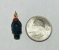 Vintage 1960’s New Old Stock 14K Gold Filled Blackamoor & Faux Coral Pendant