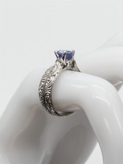 $7K Scott Kay 1.62ct Cert Blue NO HEAT Sapphire Diamond 19k White Gold Ring SET