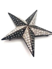 Authentic Kenneth Jay Lane Crystal Star Brooch – Striking Geometric Handmade USA