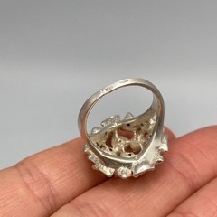 Vintage 925 Sterling Silver CZ Cluster Dome Ring Trilliant Cut Size 6.5 US