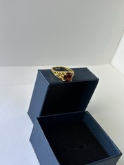 Vintage Red Cubic Zirconia Ring Gold Plated Womens Size 6.5