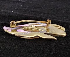 Vtg Nautical Brooch Lot Gold Tone Mother of Pearl Rhinestone Fish Seahorse Cameo
