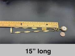 Vintage 12k Gold Filled Pocket Watch Fancy Link Chain FOB,Swivel Dog Clip, Czech