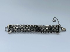 Vintage Cathé Cathe Chunky Silver Tone Heavy Brutalist Ball & Chain Bracelet