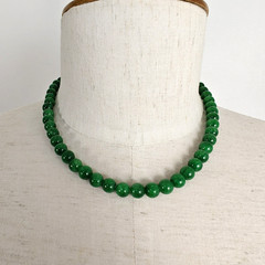 Vintage Lot of Two Beaded Necklaces Green Orange Coral Stones 17″ – 18″ Long