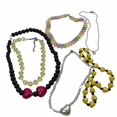 Vintage Necklace lot Heart Love Retro Rockabilly Plastic Wood Lucite kidcore