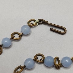 Vintage Glass Beaded Necklace Blue Gold Tone Choker 16″