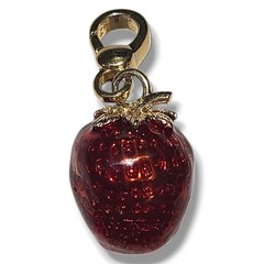 Juicy Couture Strawberry Charm Red Enamel Gold Tone Clip Rare Y2K Dangle
