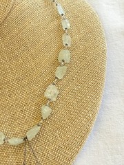 Vintage Natural Prehnite Gemstone Necklace Signed Chipita 18 Inch Plus Drop