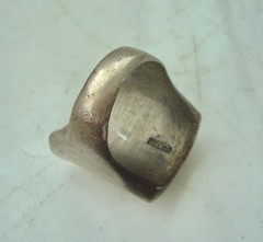 HEAVY 1940’s Vintage “K” MONOGRAM Initial Nickel-Plated Brass BIKER RING Size 9