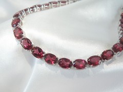 New Sterling Silver 925 Natural Rhodolite Pink Garnet Tennis Bracelet 7.5″
