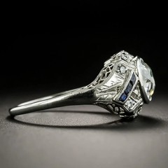 2.85Ct Art Deco Style Navette Lab Created Diamond Wedding 14K White Gold FN Ring