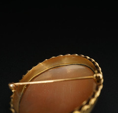 Vintage 14k Cameo Pendant Brooch Rose Floral Yellow Gold 1.7″ Carved Shell OG595