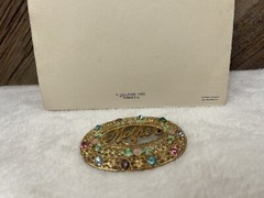 Lot Of 2 VTG 1948 Mother’s Day Card And Vintage “Mother” Brooch Pin Rhinestone