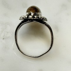 Vtg Navajo Sterling Silver 925 Jasper Marquise 24mm Long Split Band Ring Size 4