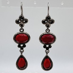 Red Pink Glass Earring Lot of 3 Pairs Dangle Drop
