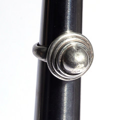 Vtg Chunky domed sterling silver ring in Danish Modernist style. Size: 6.25