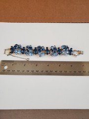 Vtg Juliana 5 Link Bracelet D&E Royal & Baby Blue Rhinestone Silver Tone Safety